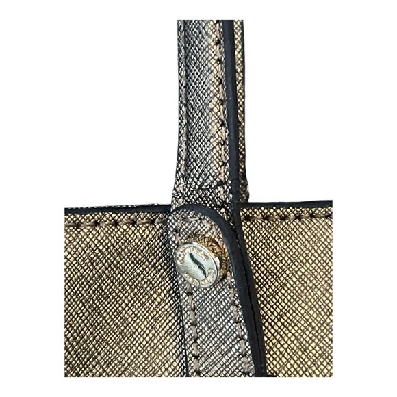Calvin Klein Metallic Gold Saffiano Leather Tote Bag – 10 x 15 x 4 in – 10” Drop - Picture 9 of 14